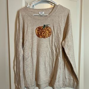 J. Crew Teddie sweater with sequin pumpkins